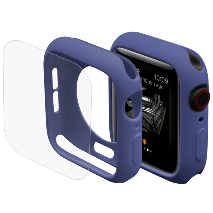 Blue TPU semi-clad protective case with curved screen protector for Apple Watch 40mm