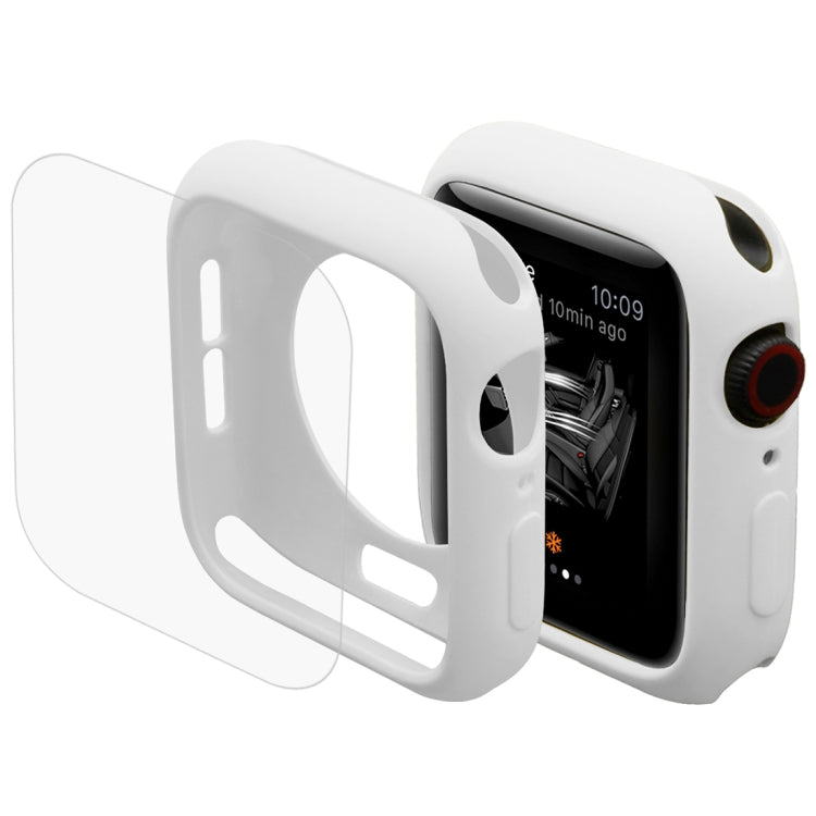 White TPU semi-clad protective case with curved screen protector for Apple Watch 40mm