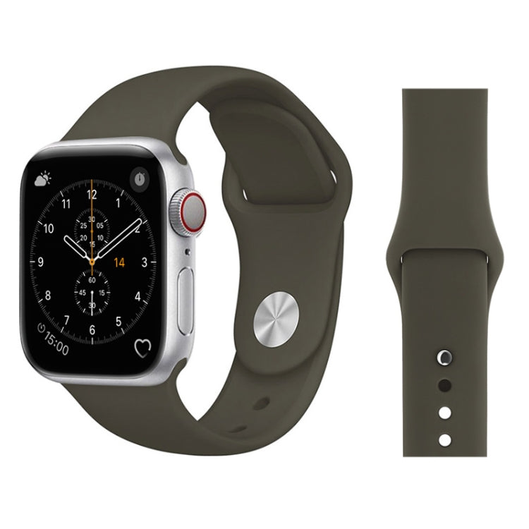 Silicone wrist watch band for Apple Watch 38mm, army green with silver clasp