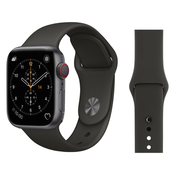 Silicone wrist watch band for Apple Watch 38mm, dark gray with silver clasp