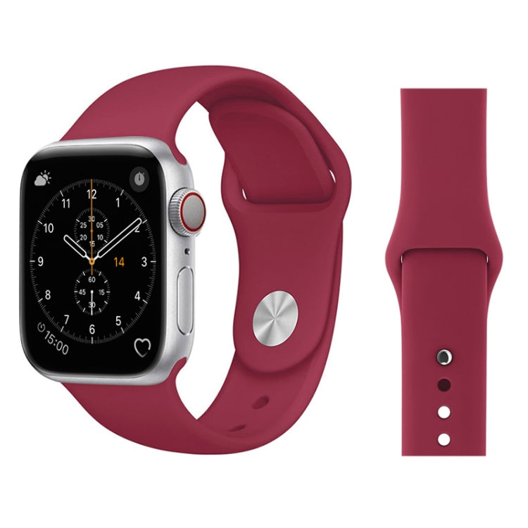Silicone wrist watch band for Apple Watch 38mm, red with silver clasp