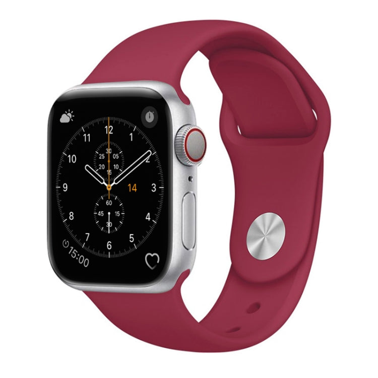 Silicone wrist watch band for Apple Watch 38mm, deep red with metal keeper