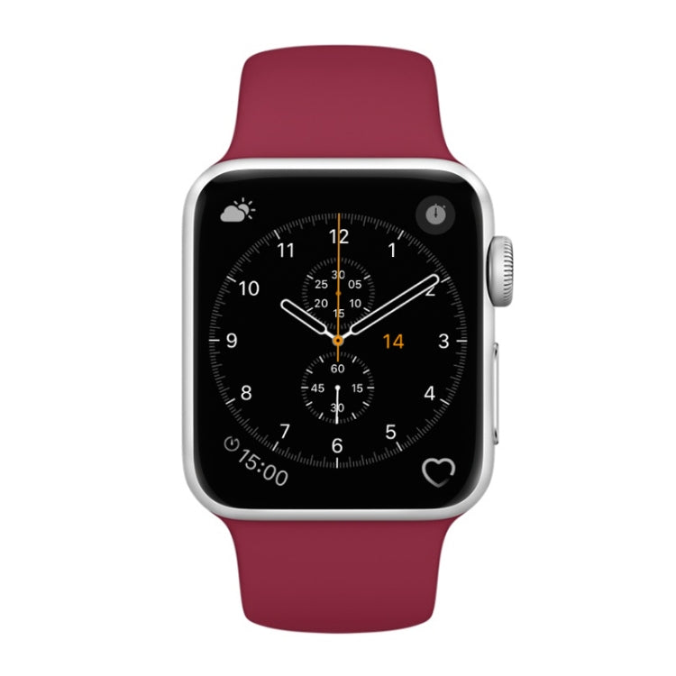 Silicone wrist watch band for Apple Watch 38mm, red with stainless buckle