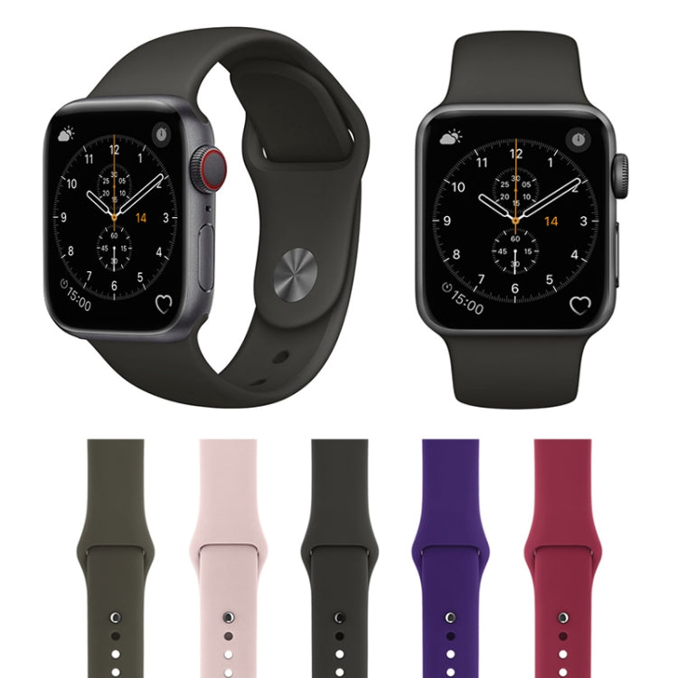 Silicone wrist watch bands for Apple Watch 38mm, assorted colors: gray, pink, green, purple, red