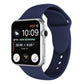 Silicone watch band with double rivets, dark blue, with pin-and-hole strap