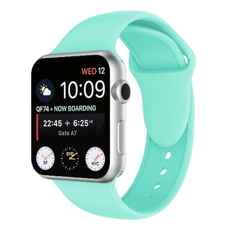 Silicone watch band for Apple Watch 42mm, mint green with perforated holes and clasp