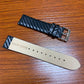 Genuine leather watch strap with carbon fiber texture, metal buckle and holes