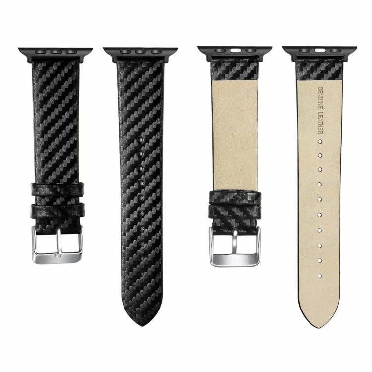 Carbon fiber watch strap with tan leather backing and metal buckle