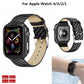 Apple Watch-compatible carbon fiber strap with tan leather underside and buckle