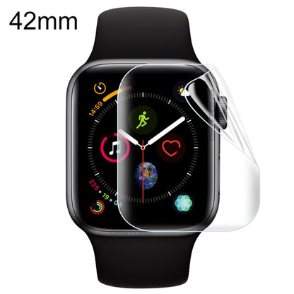 Full-cover hydrogel front protector film on 42mm Apple Watch display