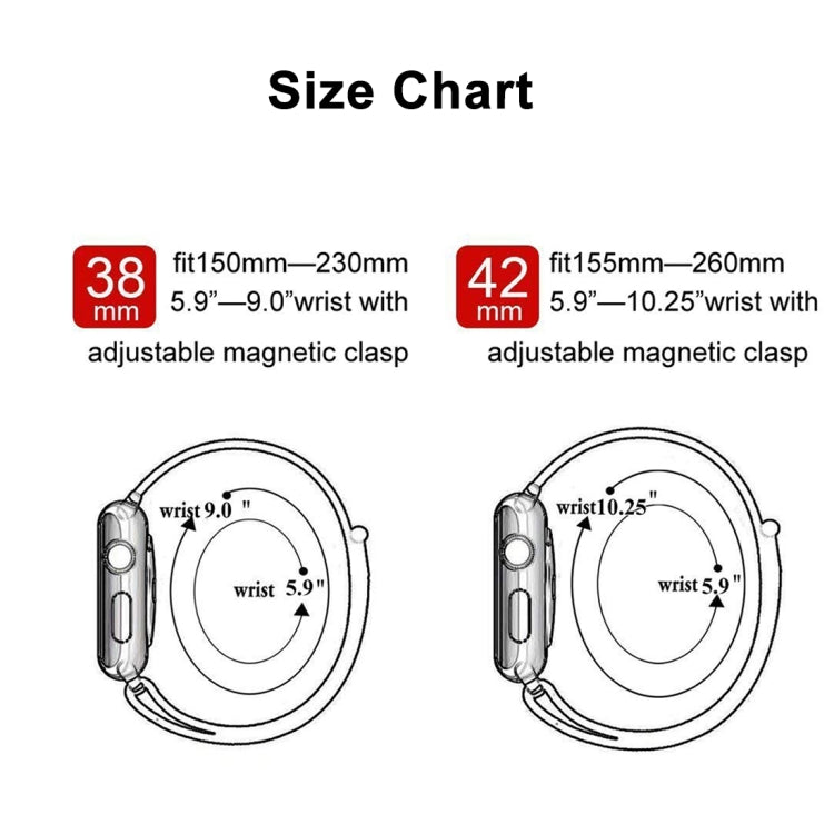 For Apple Watch Series 7 41mm / 6 & SE & 5 & 4 40mm / 3 & 2 & 1 38mm Color-changing Magnetic Nylon Watch Band, 40mm