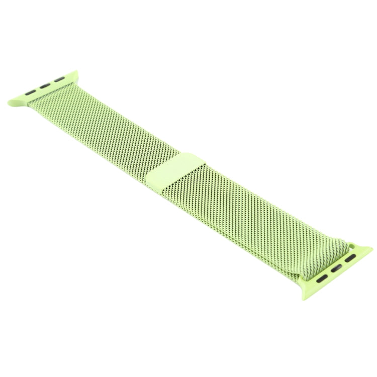Green woven nylon watch band with magnetic clasp and adjustable slider holes