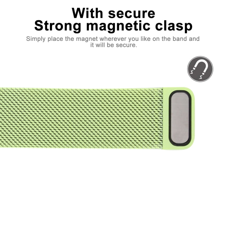 Green woven nylon watch band with secure magnetic clasp connector