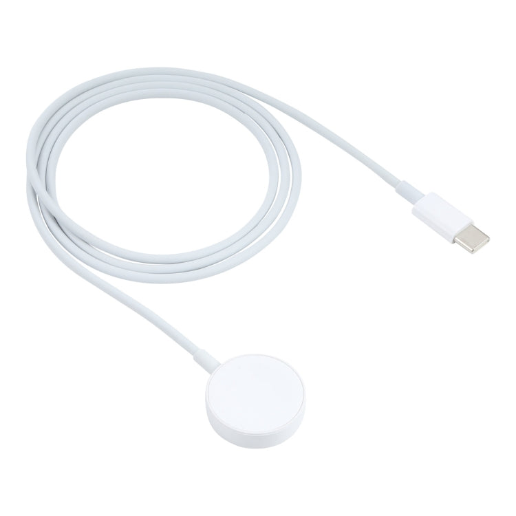 Wireless magnetic charging cable with white puck and USB-C connector
