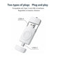 White magnetic smartwatch charging dongle showing USB-A and USB-C plug types
