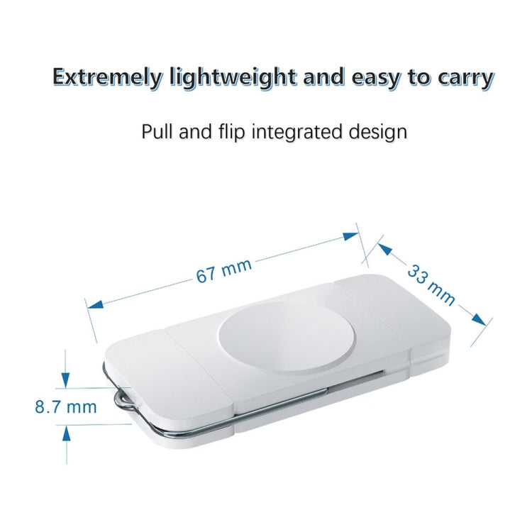 White compact wireless charger dongle with pull-and-flip integrated design