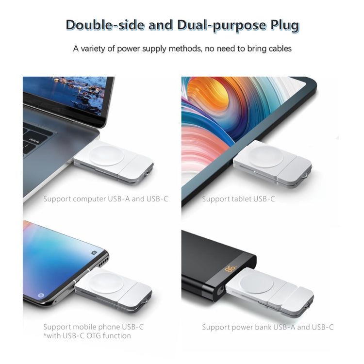 White dual-purpose charging plug with USB-A and USB-C ports