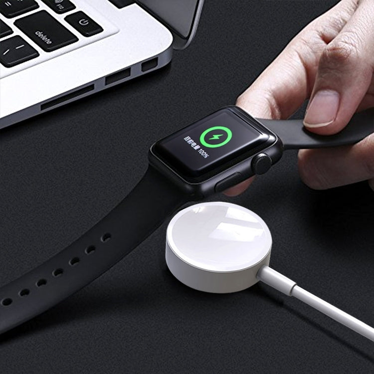 Magnetic wireless watch charger puck with charging cable, dark gray and black