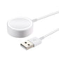White magnetic wireless watch charger puck with USB-A charging cable