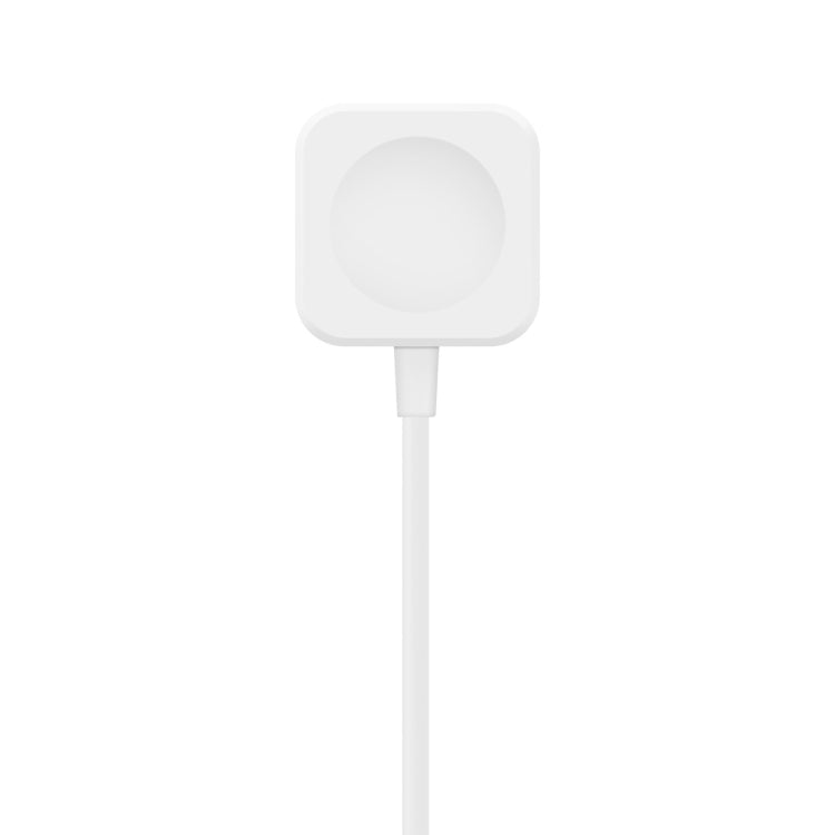 Square white magnetic charging puck with charging pin connector