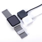 White magnetic watch charging cable with USB-A plug and square charging puck