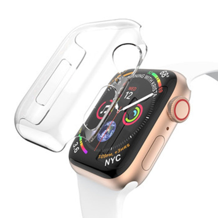 Transparent PC full-coverage watch case for 44mm, clear, with cutouts and raised bezel