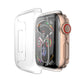 Clear PC watch case for 44mm, side view with open button cutouts and raised screen edge