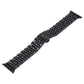 Black interlocking metal watch band with hidden butterfly buckle, 22mm