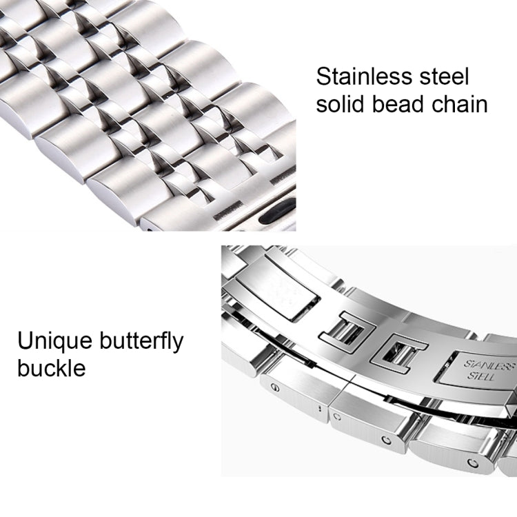 Stainless steel metal bead chain watch band with butterfly buckle