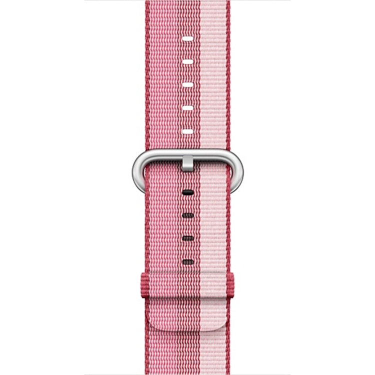 Berry woven nylon watch band with metal loop buckle and perforated strap holes