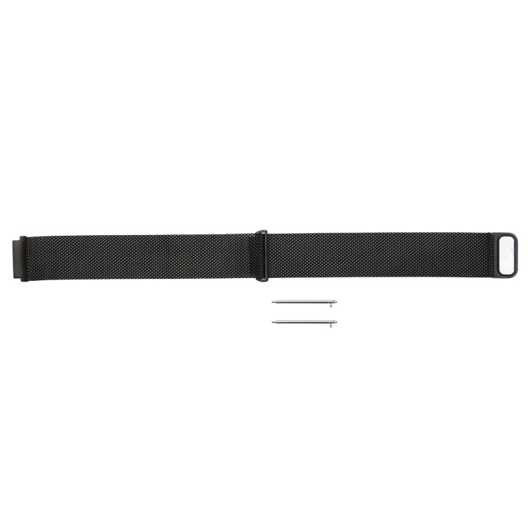 Black mesh watch band with magnetic clasp and metal pin end