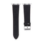 Black perforated leather watch band with rectangular metal buckle, 38mm.