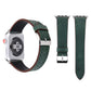 38mm green perforated leather watch band with metal buckle and pin.