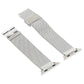 Silver stainless steel mesh watch band with clasp and connector openings for 38mm