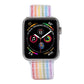 Rainbow nylon Apple Watch band with front watch face, full 42mm strap
