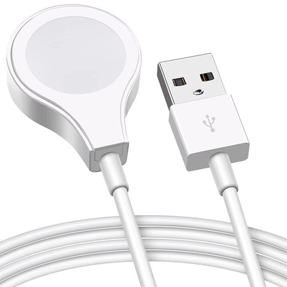 Wireless magnetic charging cable with USB-A plug and magnetic puck for smartwatch