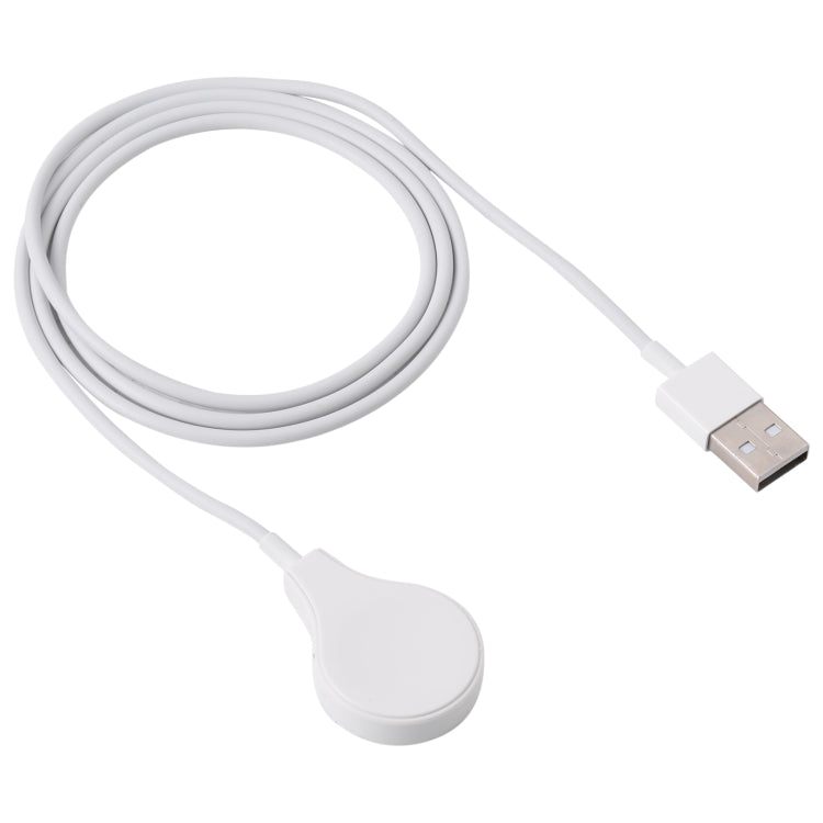 White magnetic charging cable with USB-A connector and charging puck