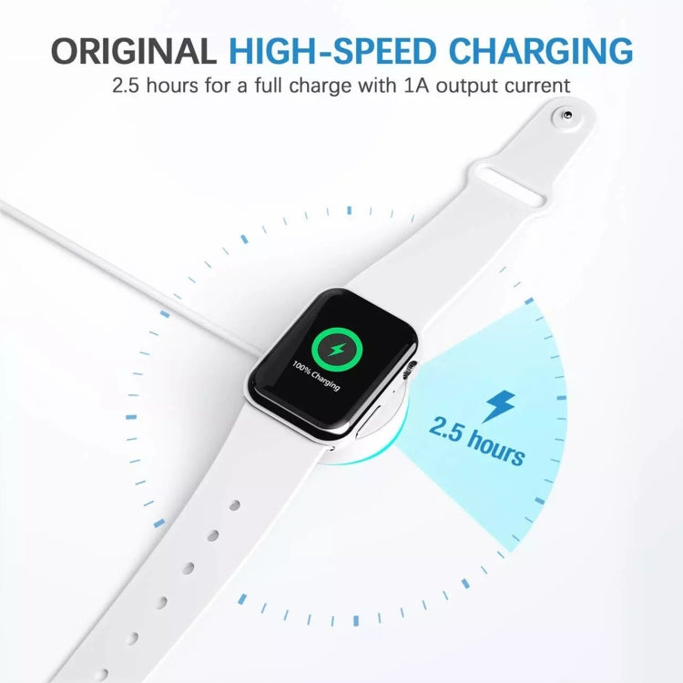 Smartwatch charging module with magnetic puck on light-colored band