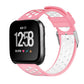 Pink silicone perforated watch band with clasp attachment for Fitbit Versa