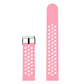 Pink silicone perforated watch band set with metal buckle, two lengths
