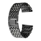 Black metal watch band with interlocking links, clasp, and rhinestone-trim accents.