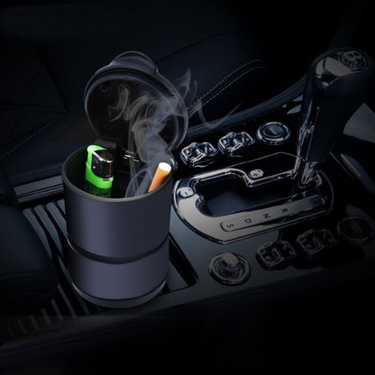 Detachable car ashtray cup-holder insert with open lid and inner tray