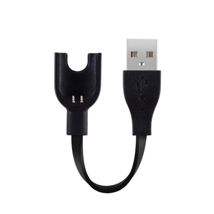 Black USB charging cable with U-shaped cradle and dual metal contact pins