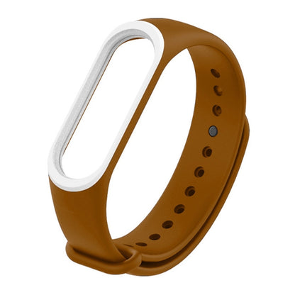 Brown silicone watch band with white inner frame for Xiaomi Mi Band 3/4