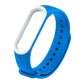 Blue silicone watch band with white inner frame and perforated strap for Xiaomi Mi Band 3/4