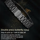 Black stainless steel watch band with metal clasp and interlocking links