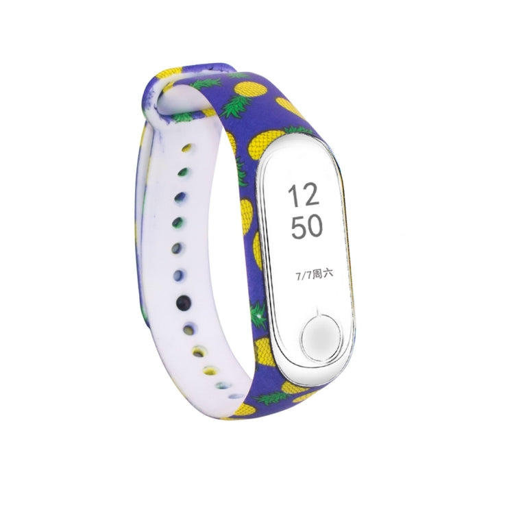 Silicone watch band with pineapple pattern and white perforated wrist strap, fitness tracker view