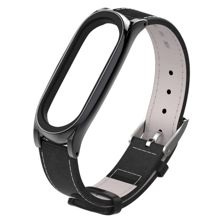 Screwless magnetic leather watch band with silver case and dark leather strap
