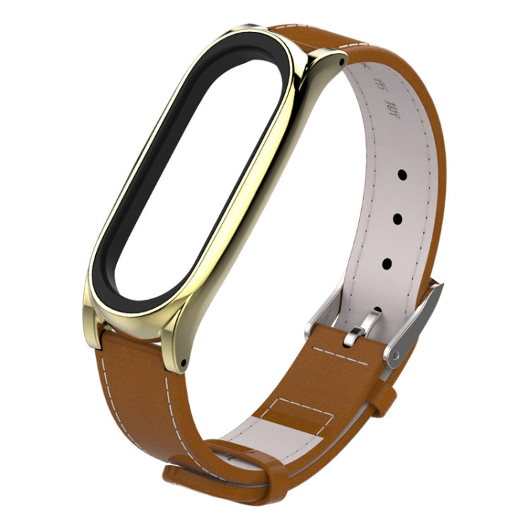 Top-grain leather watch band with magnetic case, brown strap and silver frame