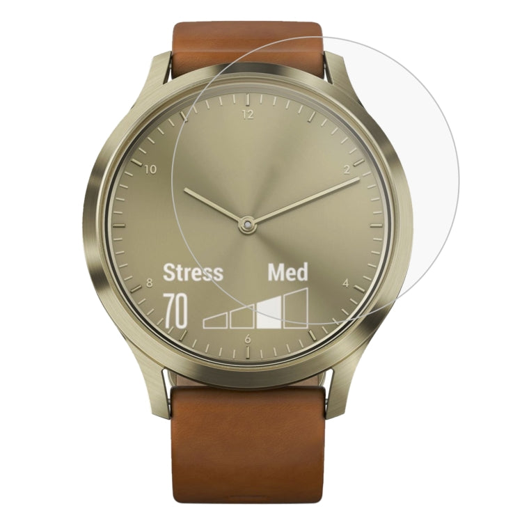 Round clear screen protector film for Garmin Vivomove HR smartwatch, 2.5D tempered glass